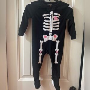 Skeleton Fleece One Piece Pajamas - Black NWOT